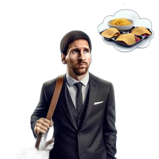 food, concept art, cartoon, photorealistic, comic book art, airport, suited, man transparent PNG cut-out
