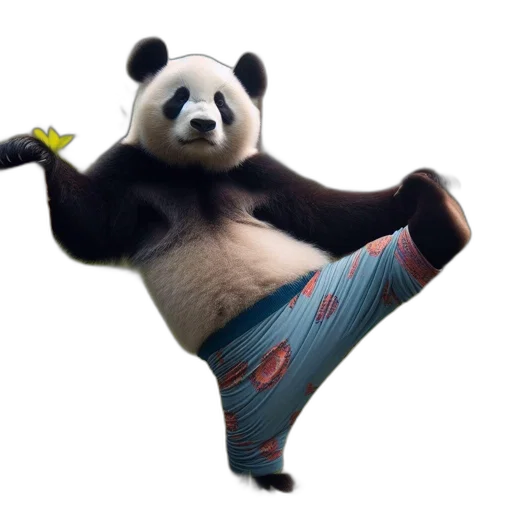 animal, creature, concept art, 3d render, photorealistic, anthropomorphized, panda, colorful transparent PNG cut-out