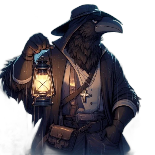 staff, jacket, mask, hat, concept art, fantasy art, pixel art, comic book art transparent PNG cut-out