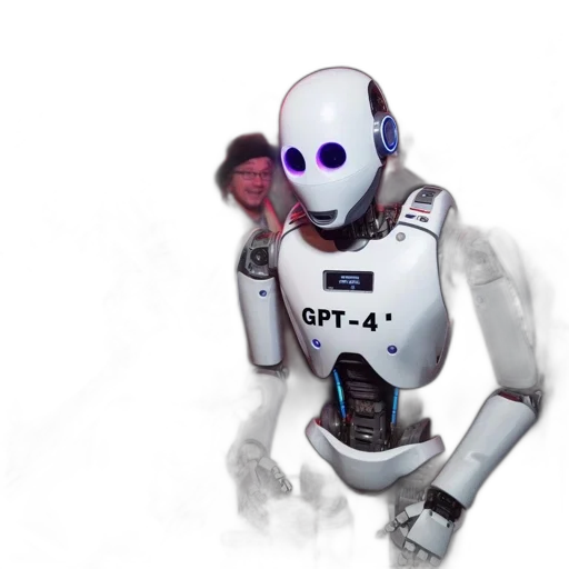 robot, staff, creature, concept art, 3d render, cyberpunk, pixel art, outer space transparent PNG cut-out