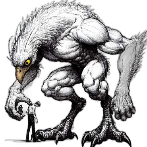 creature, animal, staff, concept art, fantasy art, comic book art, pixel art, bird-humanoid transparent PNG cut-out
