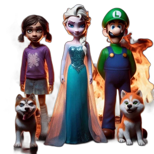 dress, concept art, fantasy art, 3d render, comic book art, green, colorful, three transparent PNG cut-out