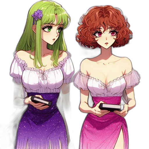 dress, jewelry, crown, pixel art, anime, concept art, fantasy art, green transparent PNG cut-out