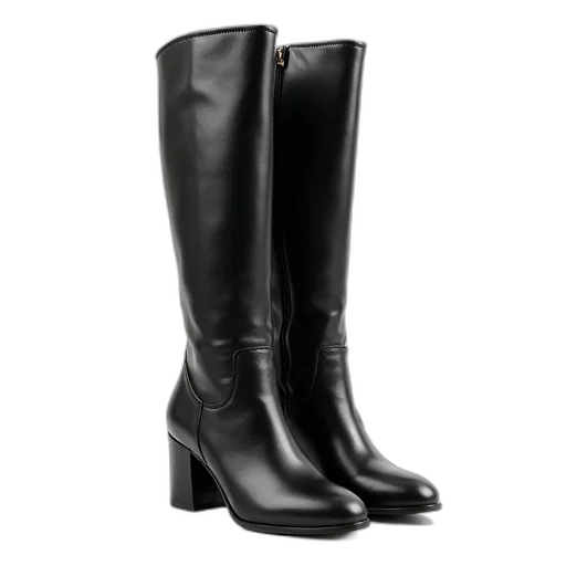 shoes, pair, black, leather, boots, glossy, finish, sleek transparent PNG cut-out