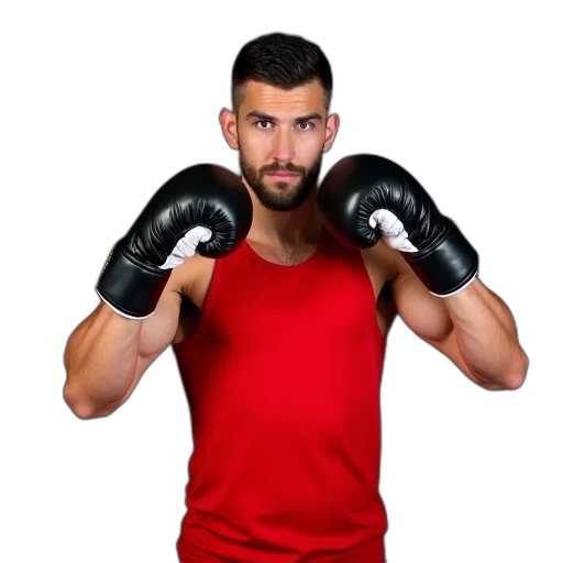 weapon, staff, photorealistic, man, red, tank, top, black transparent PNG cut-out