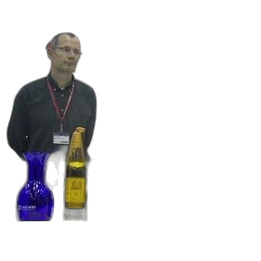 staff, bottle, 3d render, concept art, photorealistic, two, men, stand transparent PNG cut-out
