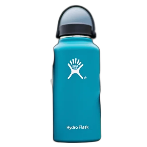 bottle, person, holding, blue, hydro, flask, logo, placed transparent PNG cut-out