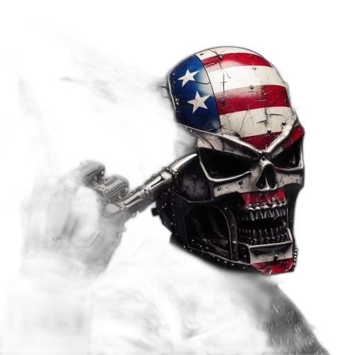 weapon, concept art, photorealistic, comic book art, fantasy art, individual, wears, american-flagged transparent PNG cut-out