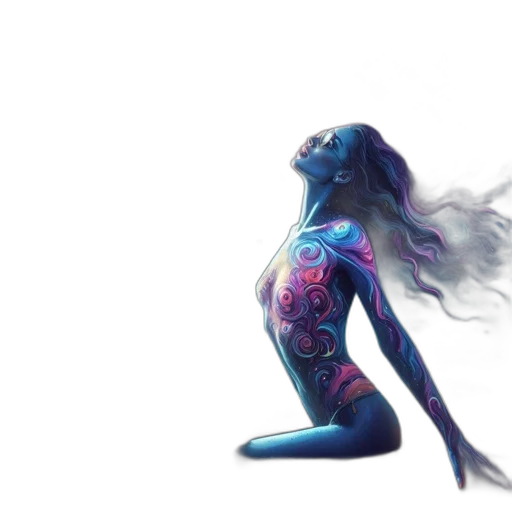 creature, hair, dragon, robot, concept art, 3d render, fantasy art, vaporwave transparent PNG cut-out