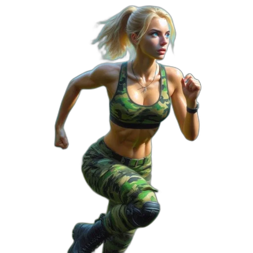 concept art, pixel art, photorealistic, fantasy art, green, woman, blonde, hair transparent PNG cut-out