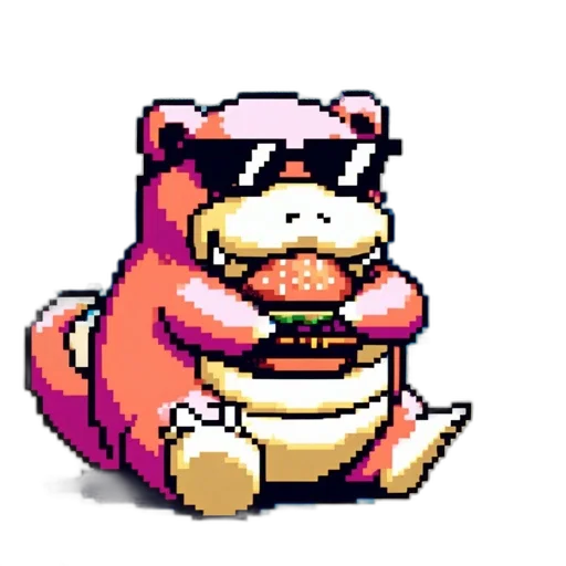 creature, animal, staff, food, pixel art, vaporwave, concept art, cartoon transparent PNG cut-out