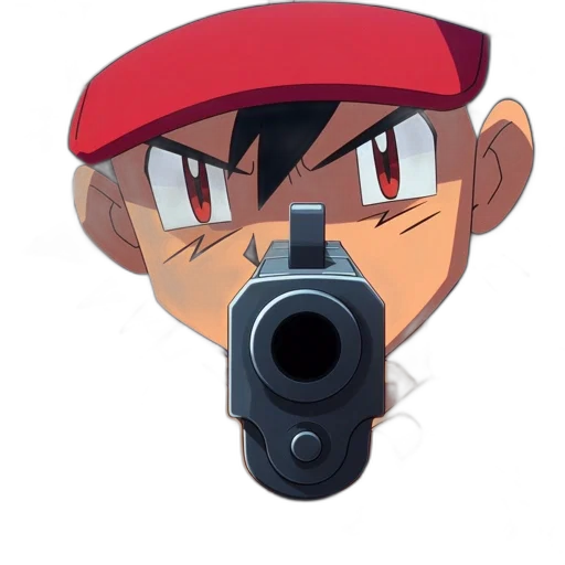 weapon, hat, face, staff, anime, cartoon, pixel art, concept art transparent PNG cut-out