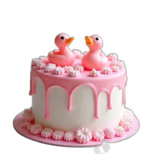 food, 3d render, photorealistic, pastel, baby, cake, two, pink transparent PNG cut-out