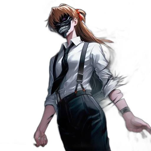 mask, staff, face, creature, concept art, anime, comic book art, fantasy art transparent PNG cut-out