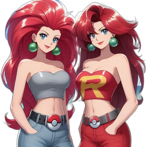 dress, concept art, comic book art, cartoon, anime, red, two, female transparent PNG cut-out