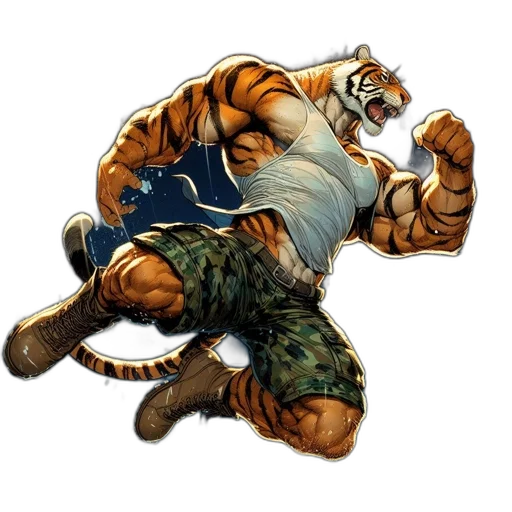 animal, staff, concept art, pixel art, fantasy art, comic book art, anthropomorphized, muscular transparent PNG cut-out