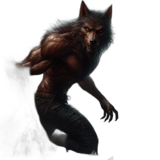 creature, animal, concept art, fantasy art, comic book art, photorealistic, menacing, werewolf transparent PNG cut-out