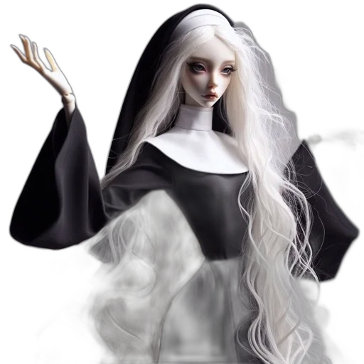 dress, fantasy art, concept art, 3d render, photorealistic, monochrome, gothic, doll transparent PNG cut-out