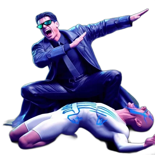jacket, concept art, comic book art, vaporwave, 3d render, neon lights, two, characters transparent PNG cut-out