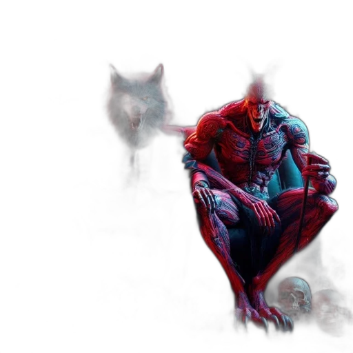 mask, creature, animal, concept art, comic book art, fantasy art, 3d render, red transparent PNG cut-out