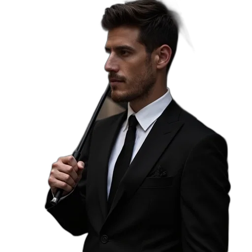 staff, jacket, umbrella, face, photorealistic, concept art, cartoon, comic book art transparent PNG cut-out