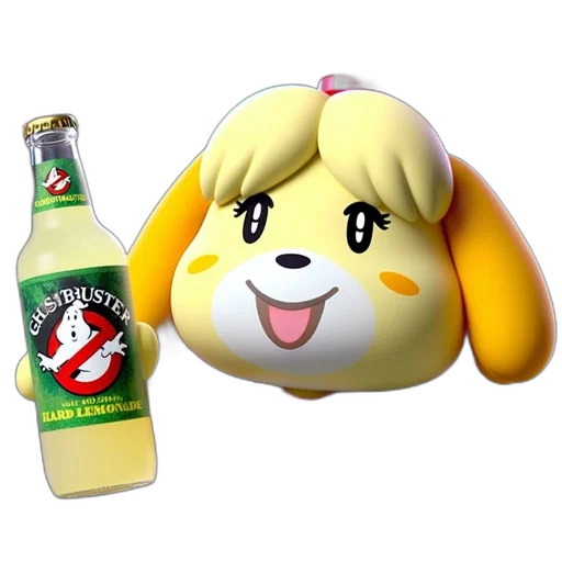 bottle, food, animal, creature, 3d render, pixel art, concept art, vaporwave transparent PNG cut-out