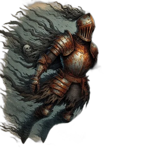mask, face, creature, sword, concept art, fantasy art, comic book art, photorealistic transparent PNG cut-out