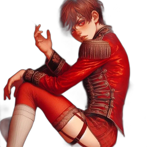 jacket, weapon, concept art, pixel art, fantasy art, watercolor, red, dark transparent PNG cut-out
