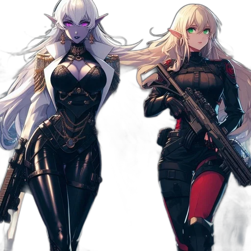 weapon, concept art, fantasy art, anime, comic book art, dark, monochrome, two transparent PNG cut-out