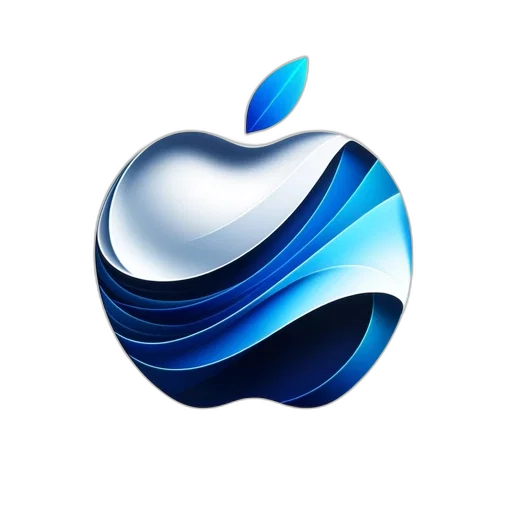 3d render, photorealistic, blue, artistic, rendering, unconventional, apple, logo transparent PNG cut-out
