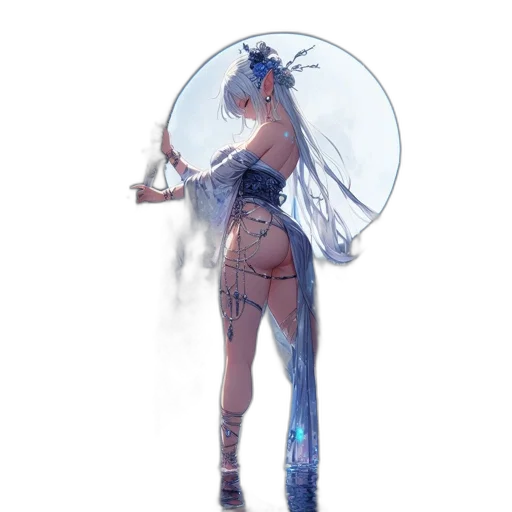 umbrella, dress, staff, weapon, concept art, fantasy art, cyberpunk, anime transparent PNG cut-out