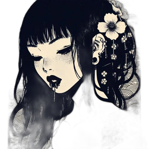 mask, face, flower, dress, fantasy art, concept art, photorealistic, comic book art transparent PNG cut-out