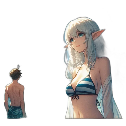 concept art, fantasy art, watercolor, anime, beach, underwater, fire, sunset transparent PNG cut-out