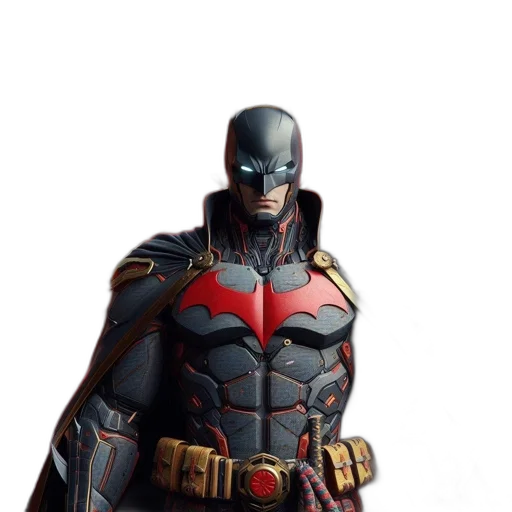 comic book art, 3d render, concept art, dark, batman, dons, armored, suit transparent PNG cut-out