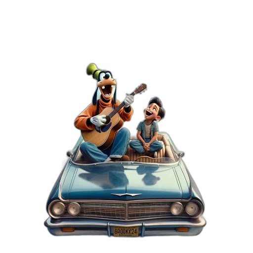 car, concept art, 3d render, cartoon, two, animated, characters, anthropomorphic transparent PNG cut-out