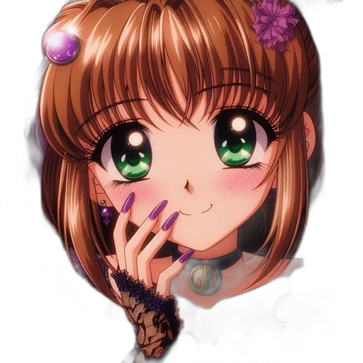 jewelry, face, staff, flower, anime, fantasy art, photorealistic, cartoon transparent PNG cut-out