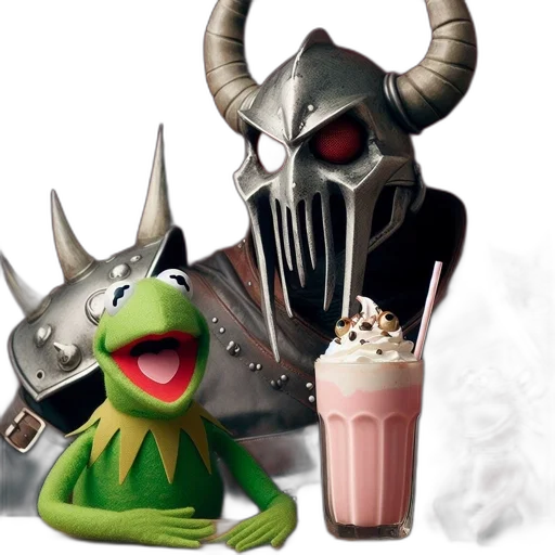 food, concept art, fantasy art, 3d render, pixel art, green, puppet, kermit transparent PNG cut-out