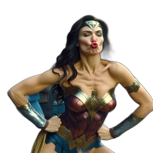 comic book art, concept art, woman, dressed, wonder, poses, playfully, crowd transparent PNG cut-out