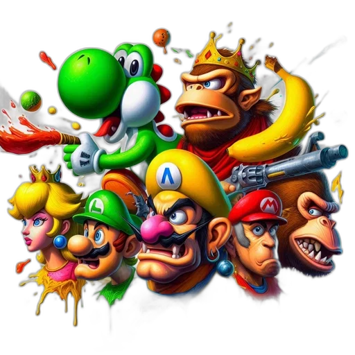 staff, crown, concept art, pixel art, 3d render, nintendo, icons, mario transparent PNG cut-out