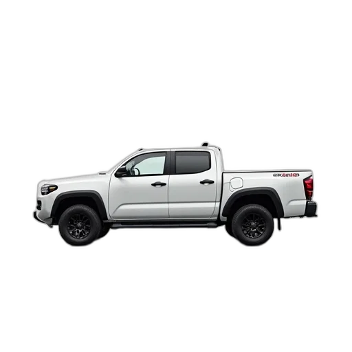 car, white, pickup, truck, parked, plain, surface, text transparent PNG cut-out