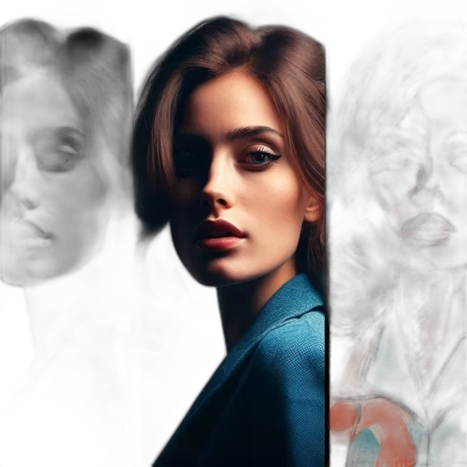 face, photorealistic, concept art, oil painting, watercolor, blue, earth tones, dark transparent PNG cut-out