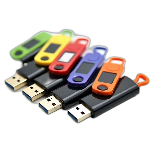 jewelry, 3d render, colorful, set, six, usb, flash, drives transparent PNG cut-out