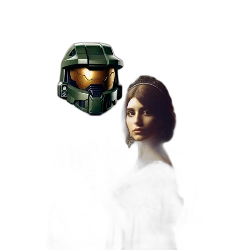 robot, face, mask, weapon, concept art, pixel art, photorealistic, 3d render transparent PNG cut-out