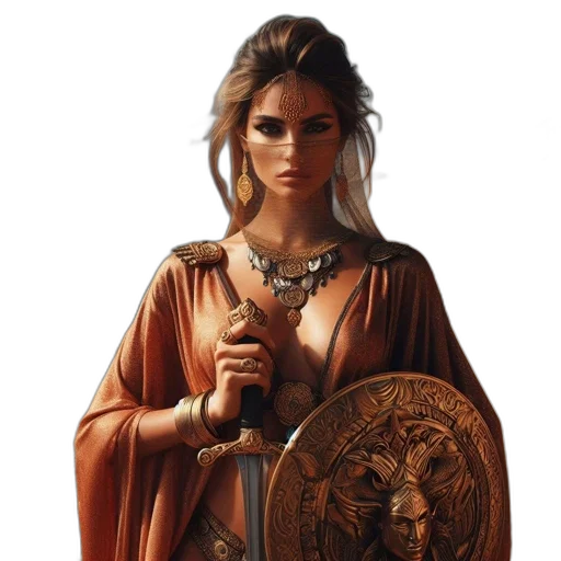 jewelry, sword, staff, dress, fantasy art, concept art, photorealistic, comic book art transparent PNG cut-out