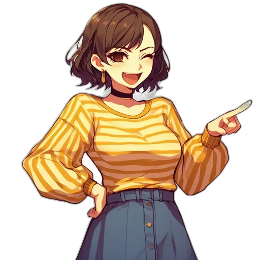 jacket, staff, dress, weapon, pixel art, anime, cartoon, concept art transparent PNG cut-out