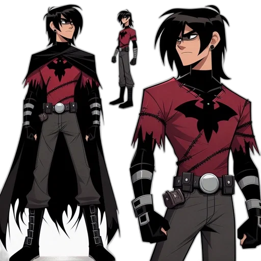 jacket, concept art, comic book art, cartoon, anime, dark, red, character transparent PNG cut-out