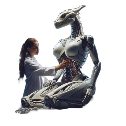 robot, concept art, 3d render, cyberpunk, photorealistic, outer space, modern, laboratory transparent PNG cut-out