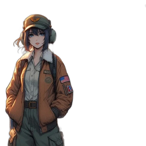 jacket, hat, staff, weapon, concept art, anime, comic book art, pixel art transparent PNG cut-out