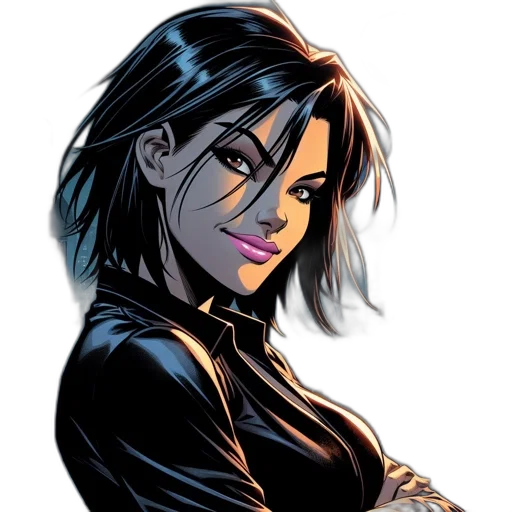 comic book art, cartoon, concept art, fantasy art, confident, animated, female, character transparent PNG cut-out
