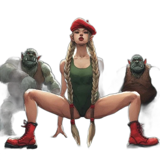 creature, concept art, comic book art, fantasy art, pixel art, green, red, dense transparent PNG cut-out